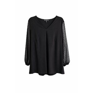 Adrianna Papell Black V-Neck Clip Dot Sheer Sleeve Top Size 1X NWT MSRP $69